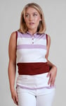 Women's Colour Block Sleeveless Polo Shirt