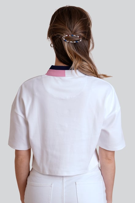 Twin Tipped Collar Cropped Polo Shirt