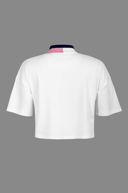 Twin Tipped Collar Cropped Polo Shirt