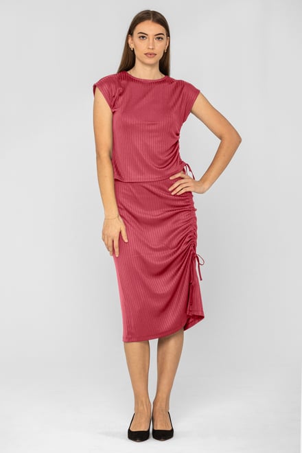 Ruched Drawstring Top & Skirt Set