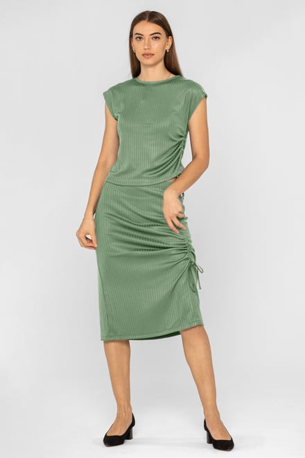 Ruched Drawstring Top & Skirt Set