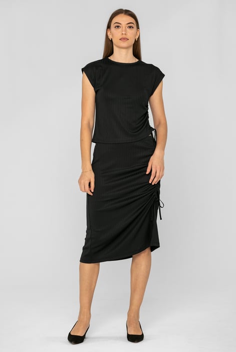 Green Ruched Drawstring Top & Skirt Set