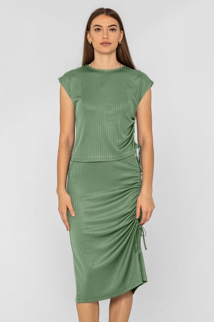 Ruched Drawstring Top & Skirt Set