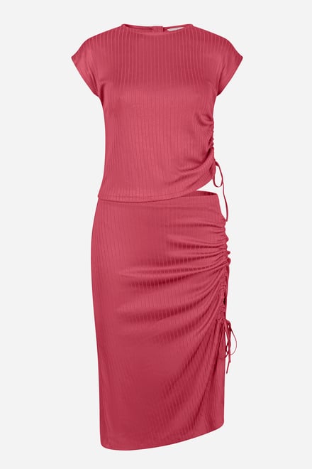 Ruched Drawstring Top & Skirt Set