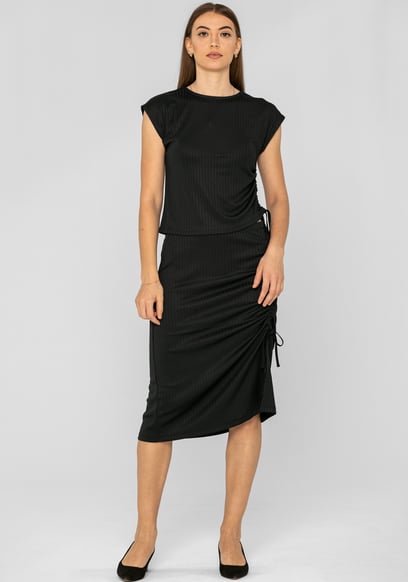 Ruched Drawstring Top & Skirt Set