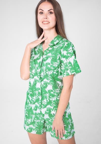 Printed Woven Shirt & Shorts Set