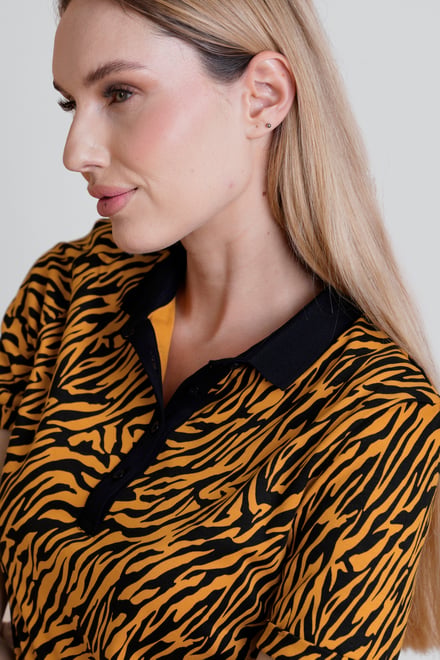Zebra Print Short Sleeve Polo Shirt