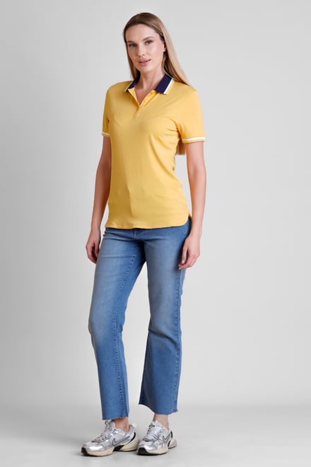 Women's Contrast Collar Jersey Polo Shirt