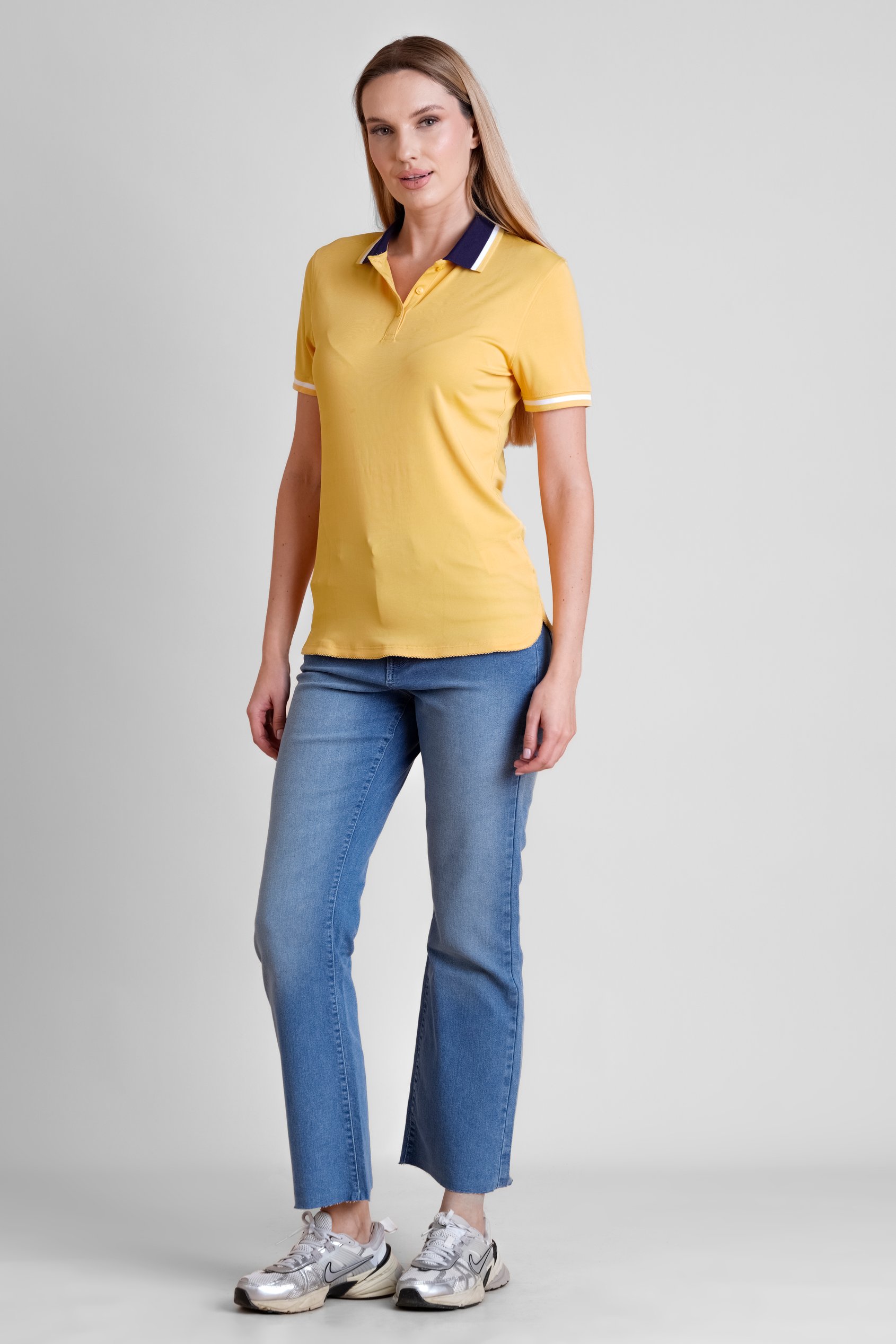 Women's Contrast Collar Jersey Polo Shirt