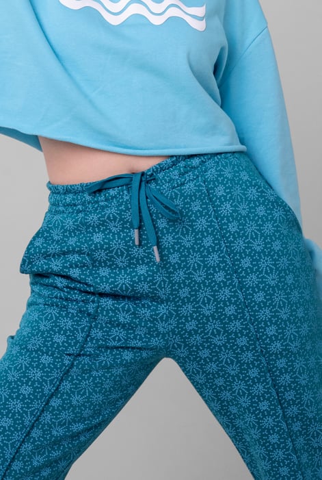 Womens Blue Pleated Wide Leg Trouser
