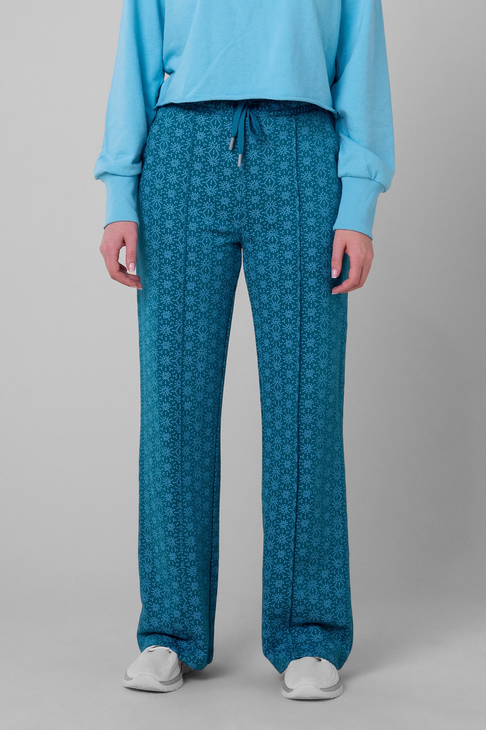 Enorsia Women's Blue Pleated Wide Leg Trouser - Uk 12
