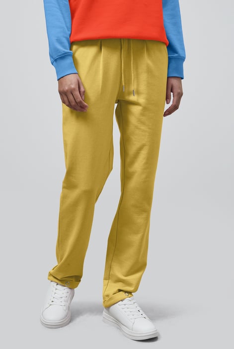 Yellow Roll -Up Hem Jersey Trousers