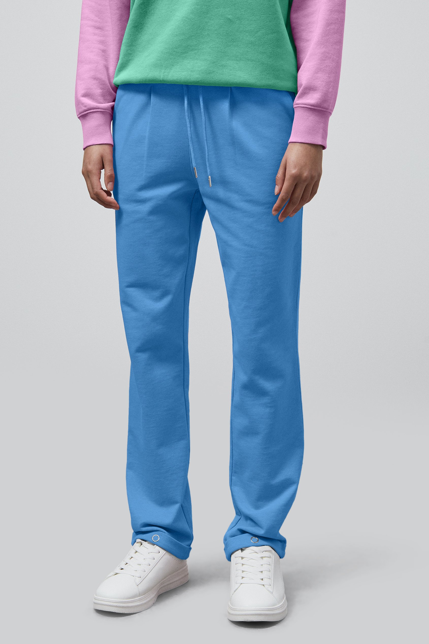 Enorsia Women's Blue Roll -Up Hem Jersey Trousers - Uk 16