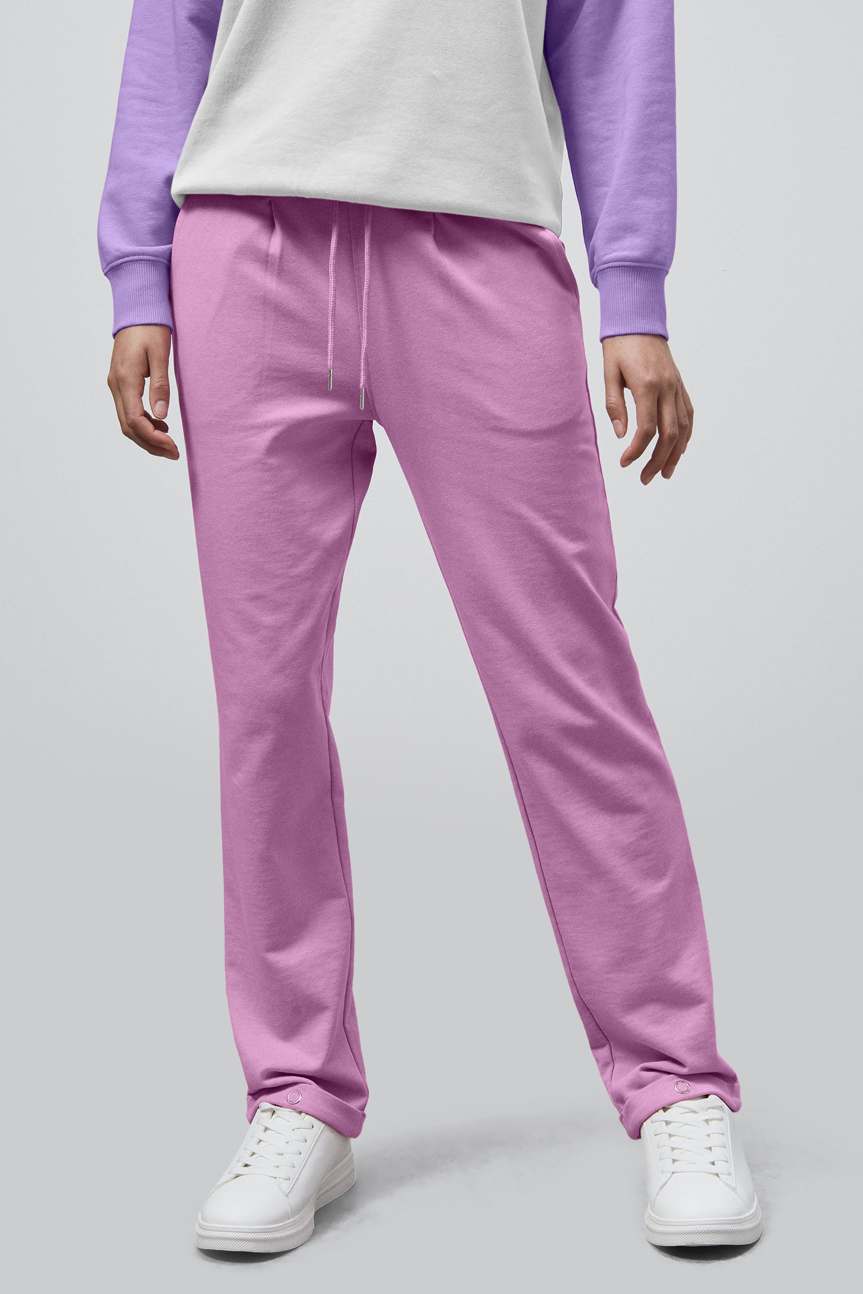 Enorsia Women's Pink Roll -Up Hem Jersey Trousers - Uk 14
