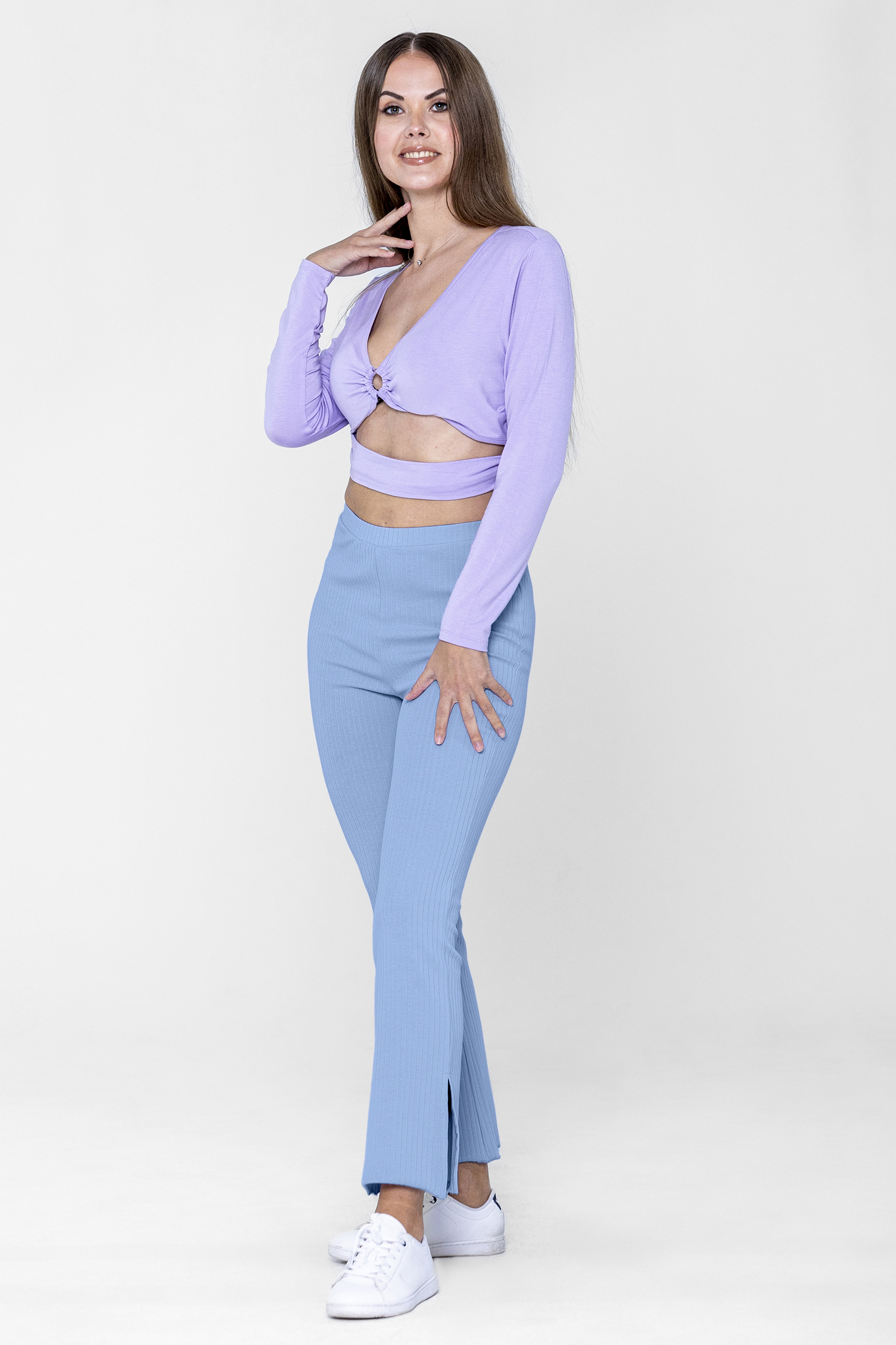 Jersey Ribbed Side slit Leggings
