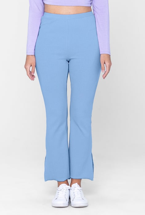 Green Jersey Ribbed Side slit Leggings