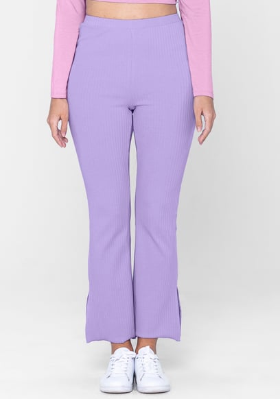 Jersey Ribbed Side slit Leggings