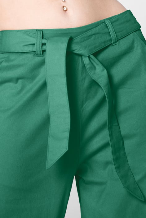 Green Comfort Stretch Wide Leg Trousers