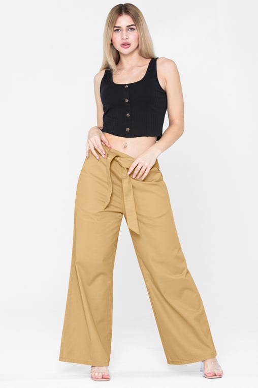 Yellow Comfort Stretch Wide Leg Trousers (WS31012265)