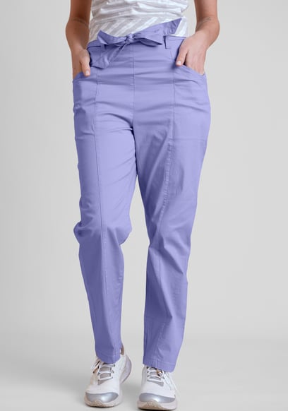 Women's Cotton Stretch Woven Trouser With Waist Belt