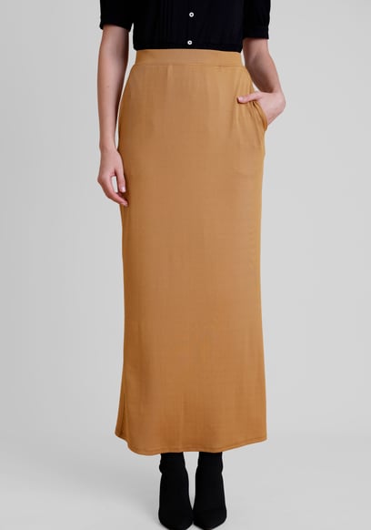 Detailed Stitched Jersey Comfort Fit Skirt