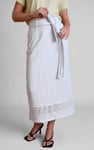 Basic Lace Details Striped Jersey Skirt