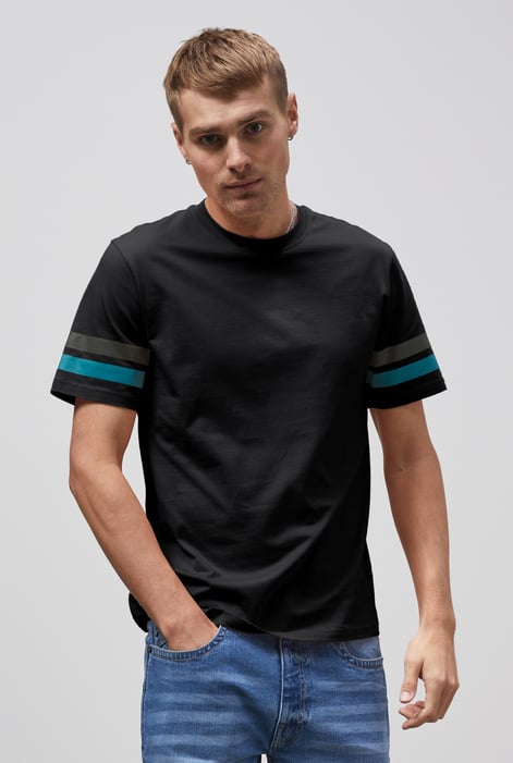 Black Printed Sleeve T-Shirt
