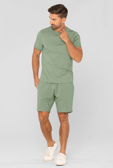 Green Cotton Terry Short Sleeve Tee and Short Co-order Set