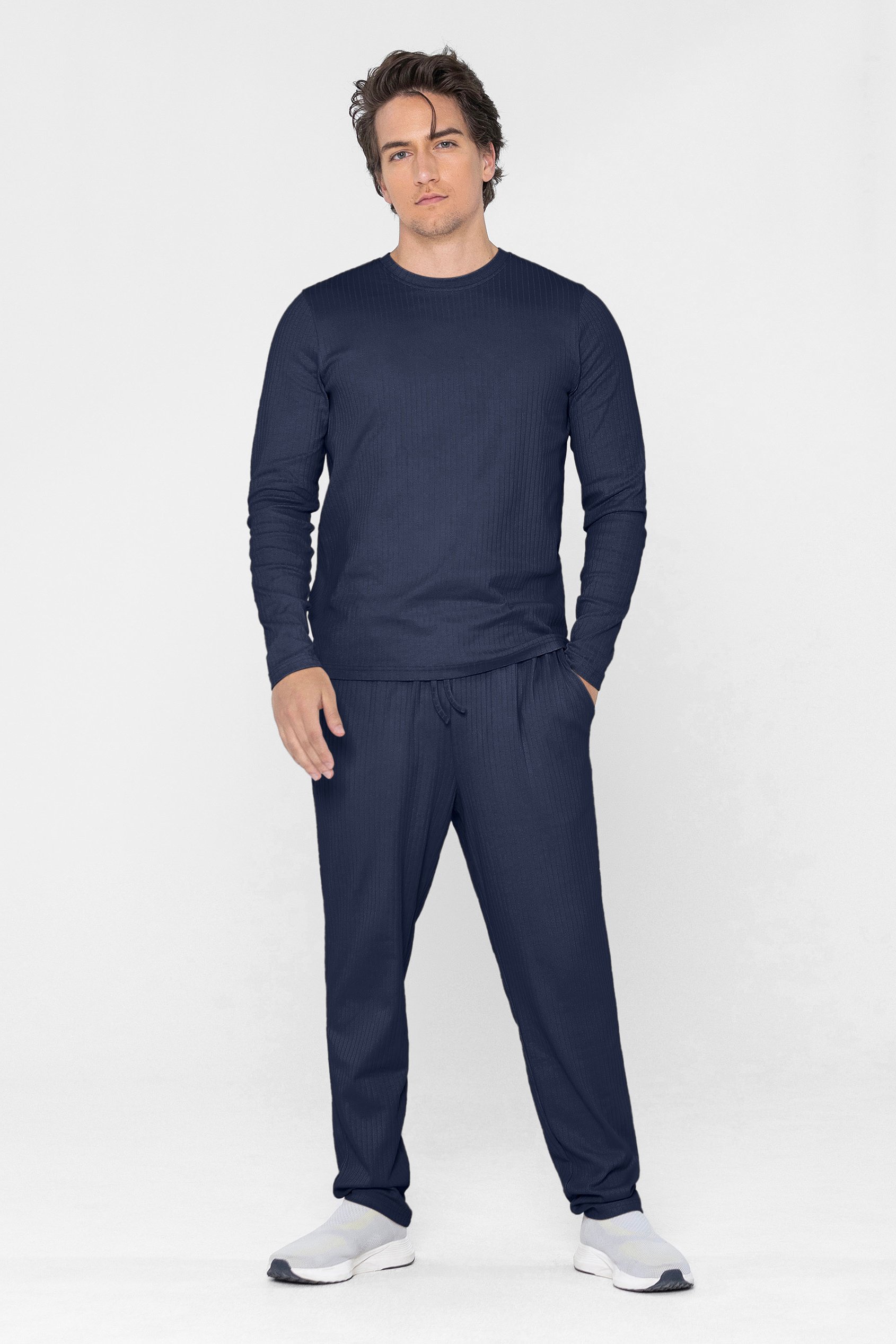 Enorsia Men's Navy Cosy Loungewear Set - Uk L