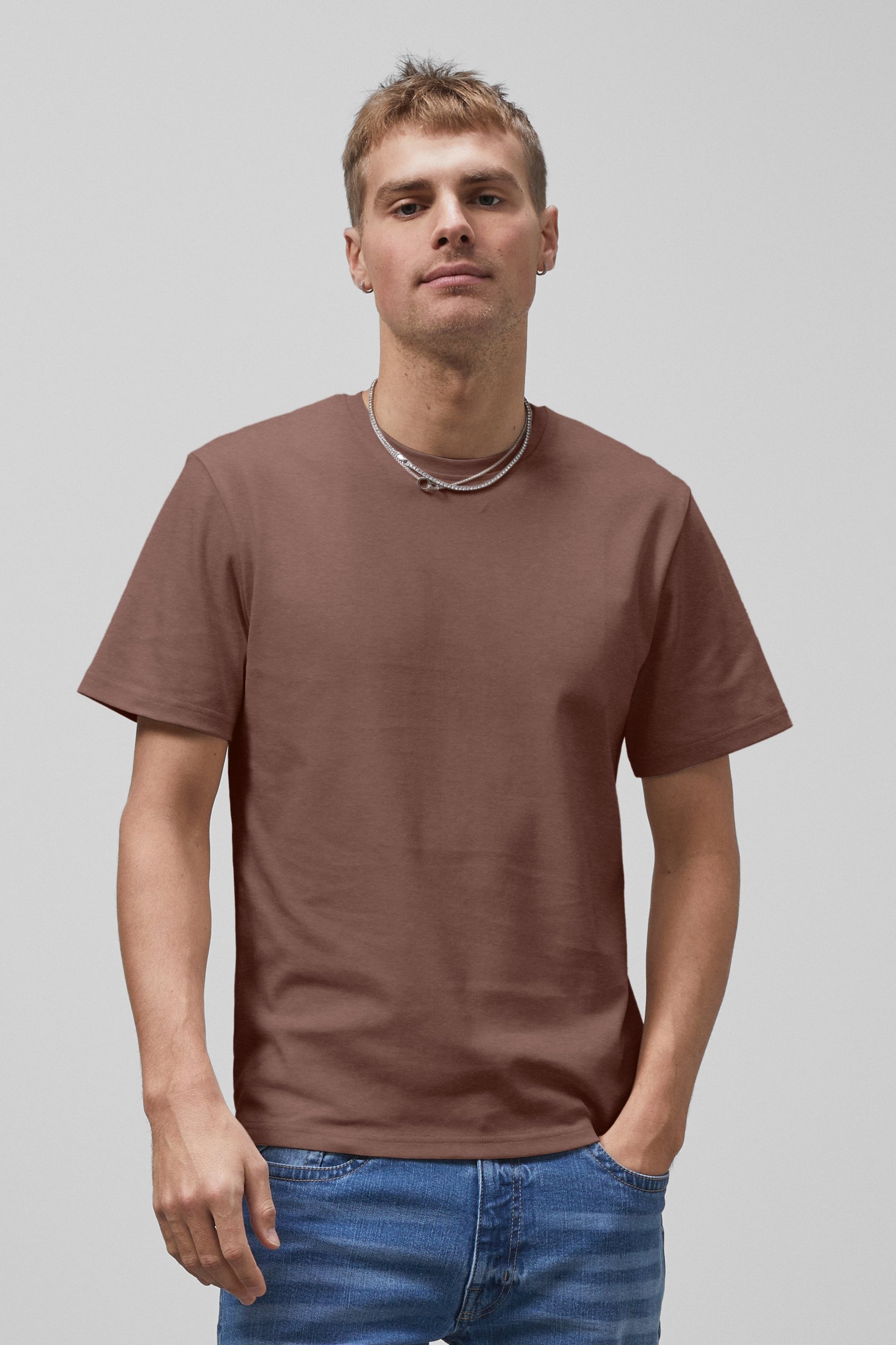 Enorsia Men's Brown Short Sleeve T-Shirt - Uk M