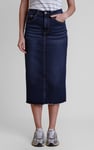 Denim Midi Skirt With Embroidery Details