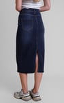 Denim Midi Skirt With Embroidery Details