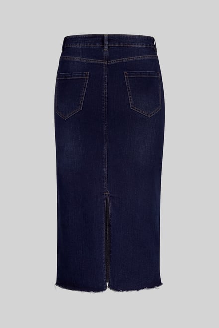 Denim Midi Skirt With Embroidery Details