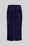 Denim Midi Skirt With Embroidery Details