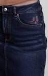 Denim Midi Skirt With Embroidery Details