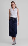 Denim Midi Skirt With Embroidery Details
