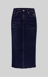 Denim Midi Skirt With Embroidery Details