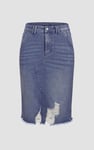 Women's Distressed Hem Denim Skirt