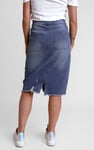Women's Distressed Hem Denim Skirt