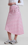 Striped Asymmetric Hem Midi Skirt