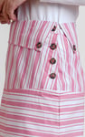 Striped Asymmetric Hem Midi Skirt
