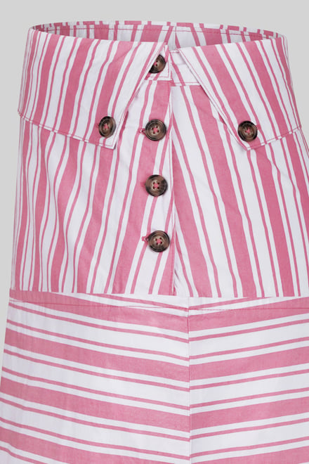 Striped Asymmetric Hem Midi Skirt