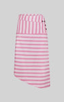 Striped Asymmetric Hem Midi Skirt