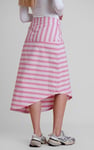 Striped Asymmetric Hem Midi Skirt