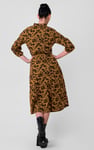 Tie Frill Neck Printed Midi Dress