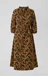 Tie Frill Neck Printed Midi Dress