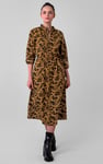 Tie Frill Neck Printed Midi Dress