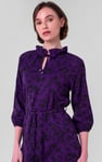 Tie Frill Neck Printed Midi Dress