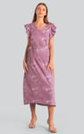 Frill - Sleeve Brush Print Wrap Asymmetric Dress