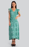 Frill - Sleeve Brush Print Wrap Asymmetric Dress
